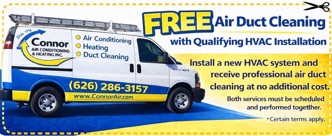 Free air duct cleaning with New HVAC Installation